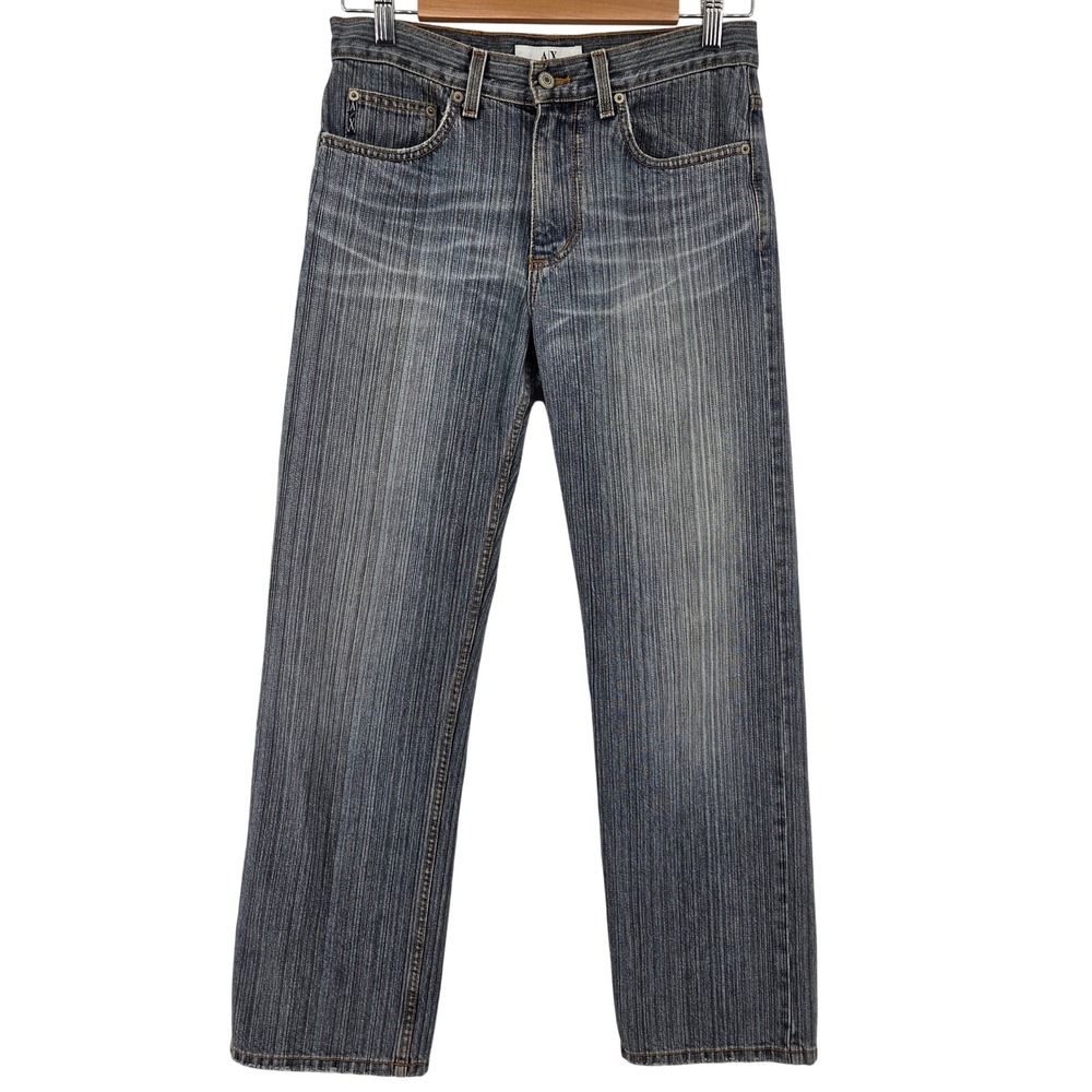 Armani Exchange Jeans Mens 29 Blue Easy Fit J65 Straight Leg Vertical Fade USA